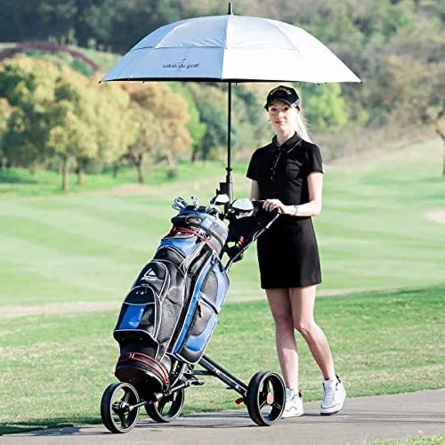 GRAFFY Golf Push Cart 3 Wheels Folding Golf Trolley with Foot Brake Umbrella Tee Holder Lightweight Pushcart with Adjustable Ha