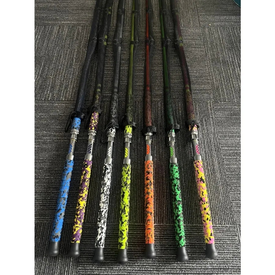 Catfish Fishing Rods 7'6 OnePiece Glow with Black Light for Nighttime Catfishing Medium Heavy Power Casting Rod