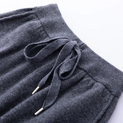 2024 Autumn And Winter New 100% Pure Wool Flat Small Foot Pants Women Loose High Waist Lean Knitted Cashmere Bunched Foot Pants