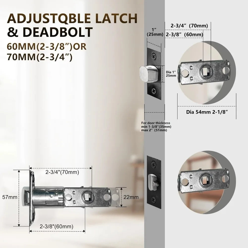 Right-Handed Matte Black Electronic Smart Handleset with Keypad Lock for Double Front Door（Keys Reserved）,MDHST2016DB-E-SET-RH