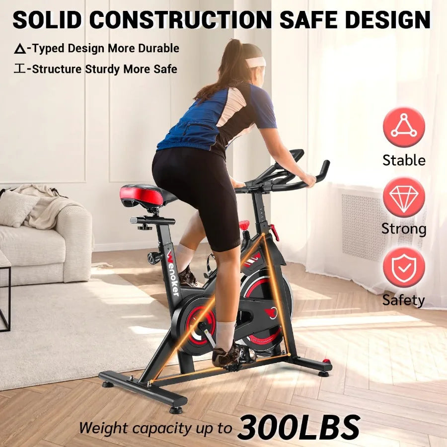 Exercise Bike for Home Fitness: App Supported Indoor Stationary Bike with Silent Belt Drive Heavy Flywheel MultiGrips Handlebar