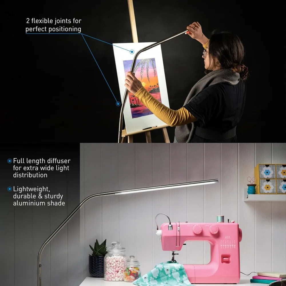 Daylight Company Slimline 3 LED Floor Lamp with 80 CRI for Eye Care, 4 Brightness Settings, 3000 LUX at 30 cm, 1065 Lumens, 4-St