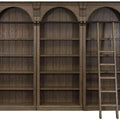 8-Foot Tall Traditional Bookshelf with Ladder, Storage and Display Unit for Home Office or Living Room in Brown
