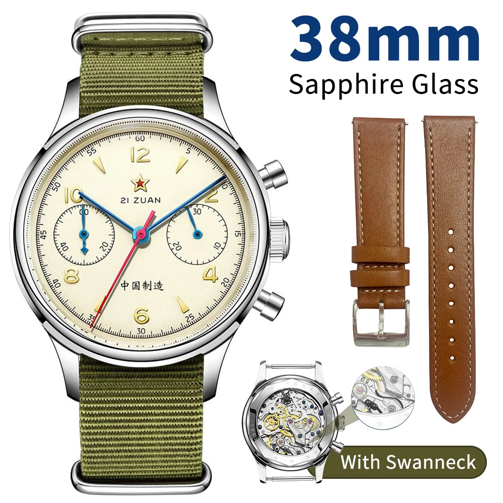 Seakoss 38mm 40mm Men's 1963 Chronograph Acrylic Sapphire Glass With Seagull ST19 Hand Winding Movement Male Mechanical Watches