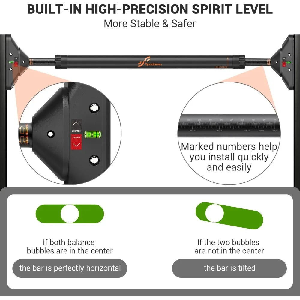 Adjustable Doorway Pull Up Bar - No Screws Installation, 440lbs Max Load, Non-slip Grip for Home Gym Strength Training