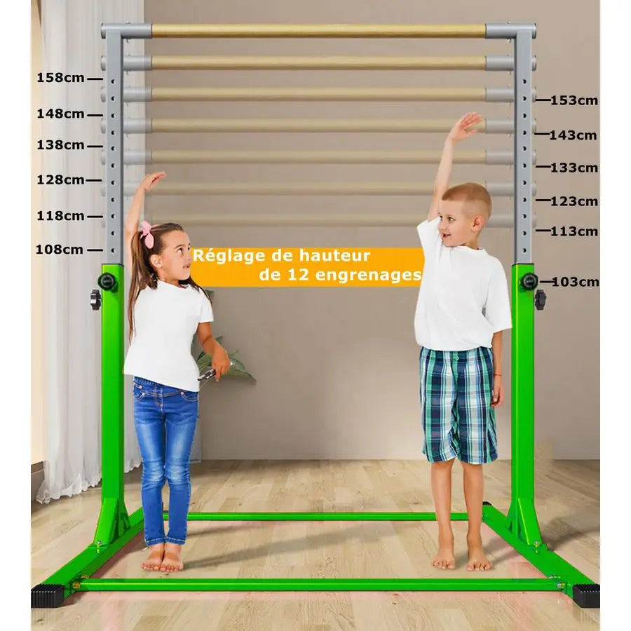 Gymnastics Bar Childrens Horizontal Bar Indoor Gym Bar NonSlip Protection Adjustable Height 103158 cm Gym Equipment for Home Tra