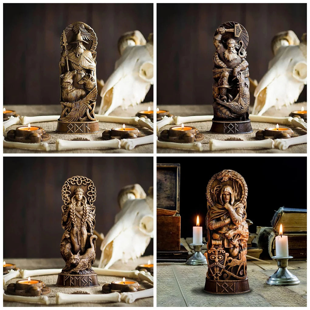 4x Norse Gods Sculpture Ornament Gift Choice Artistic Workmanship Elegant Decoration Exquisite