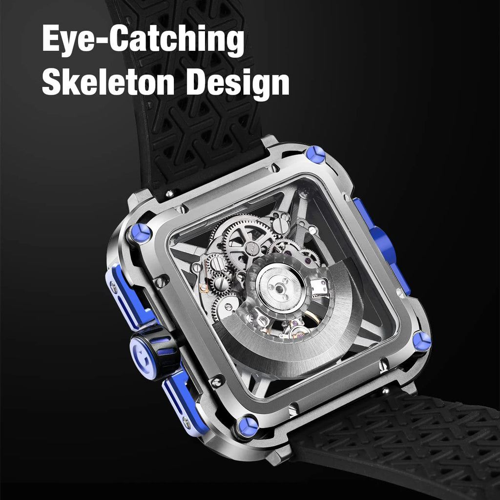CIGA Design Mens Titanium Watch Automatic Movement 2025 X Series Fashion Luminous Skeleton Mechanical Wrist Watches Two Straps