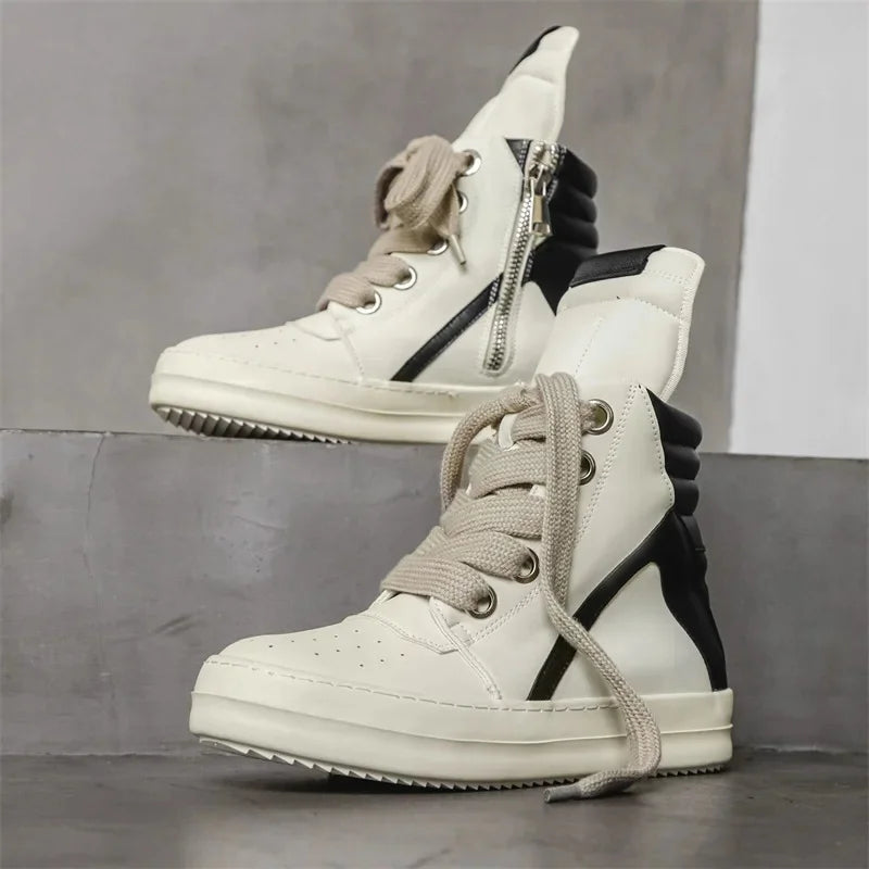 RO Same Style High-Top Long Boots Autumn/Winter Men's Shoes High Street Niche Vintage Motorcycle Versatile Sport Casual Shoes Me