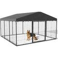10x10x6 Large Outdoor Dog Kennel, Anti-Rust Galvanized Steel Dog Pen with Double Locks, Heavy Duty Dog Enclosure Fence with UV &