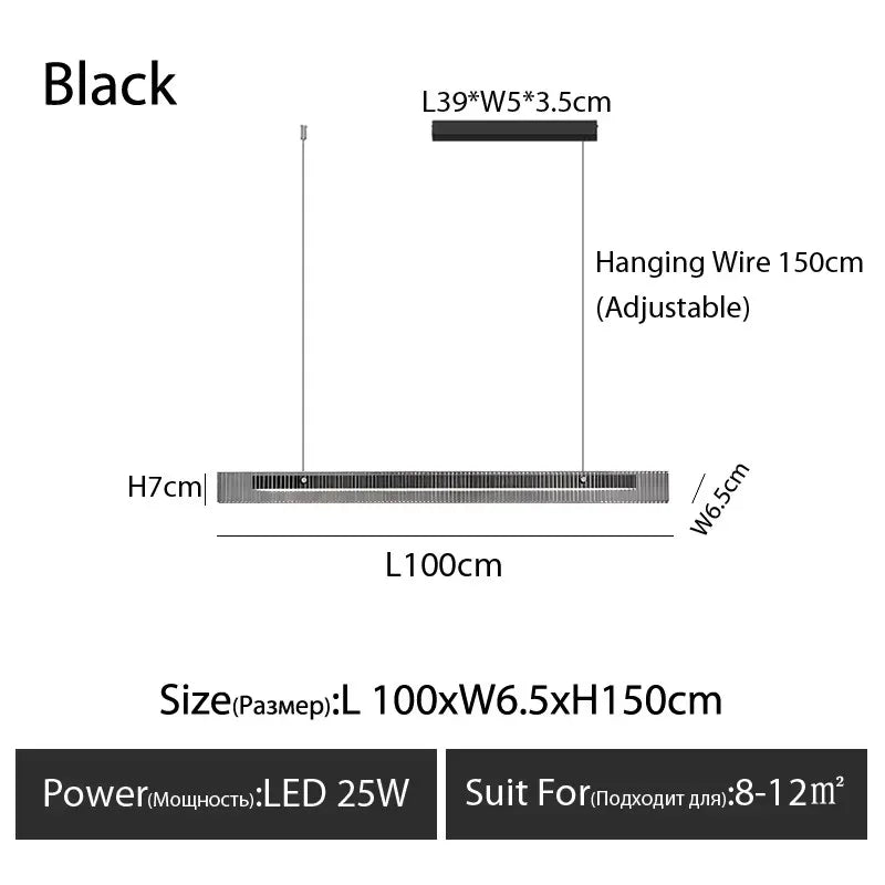 Black Modern Luxury LED Pendant Lamp for Kitchen Island Bedroom Restaurant Chandelier Decoration Bar Counter Suspension Lighting