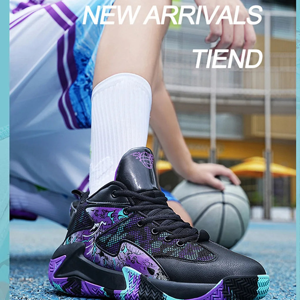 Man Basketball Shoes Breathable Cushioning Sneakers Training Athletic Couple Professional Lightweight Gym Running White