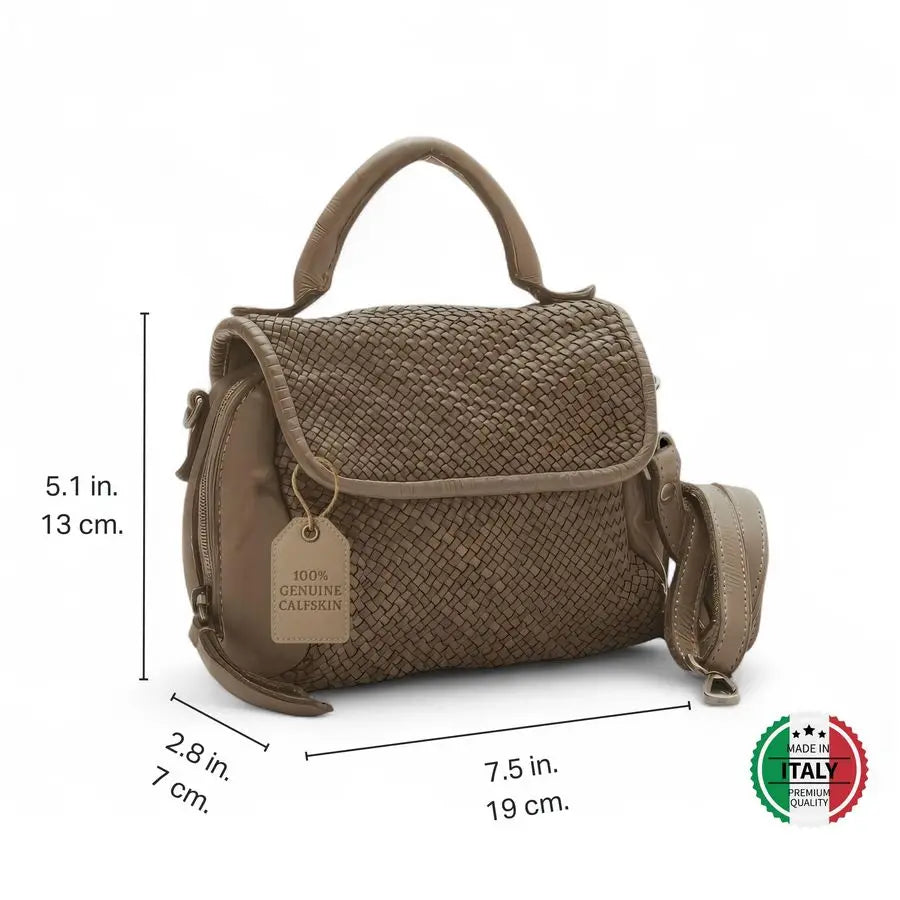 Top Handle Genuine Leather Small Crossbody Bag for Women Handcrafted Calfskin Italian Leather Purses