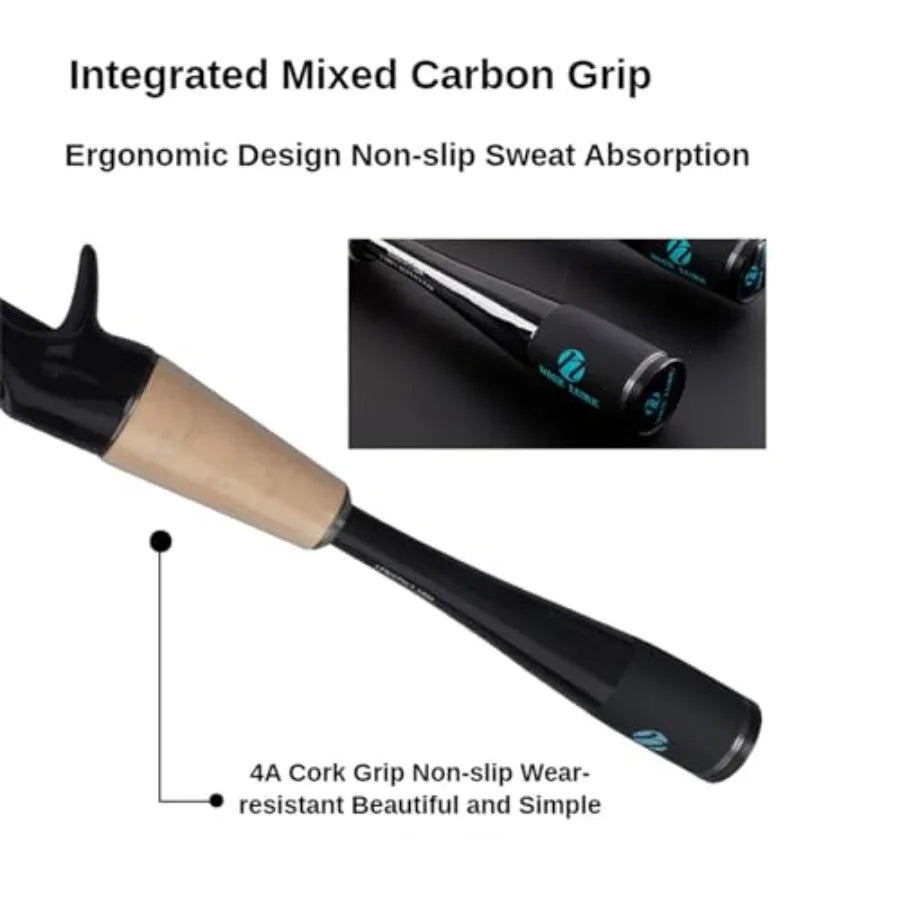 Telescopic Fishing Rod Ultralight or Light Carbon Fiber Rod for Spinning Casting with Fuji Alconite Rings and Reel Sea