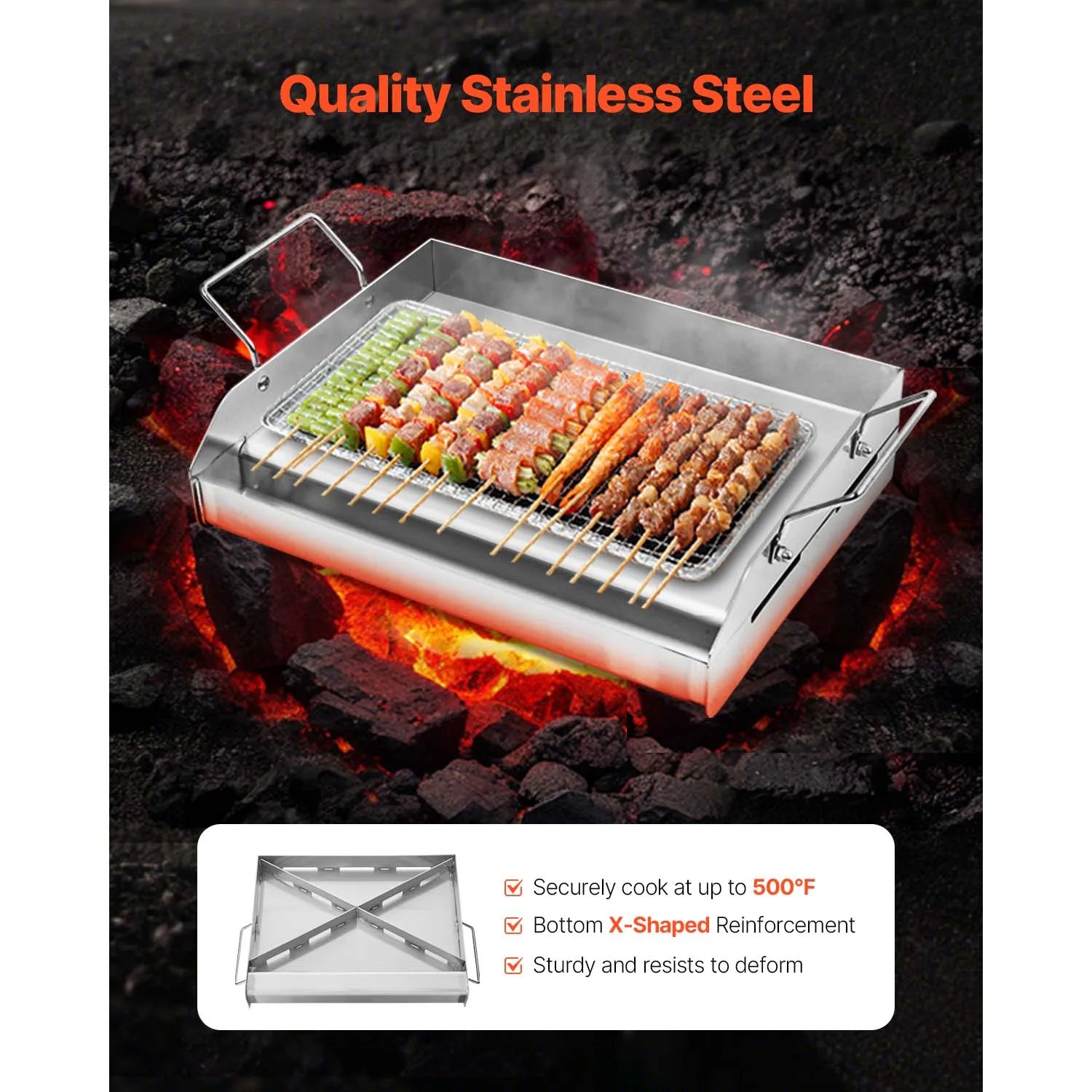 SucceBuy Stainless Steel Griddle Universal Flat Top Rectangular Plate Gas Grill Griddle for BBQ Family Cookware for Camping Part