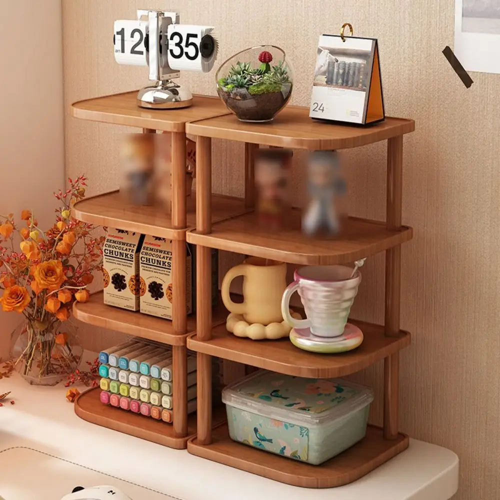 2/3/4 Tier Desktop Corner Stand Stackable Vertical Design Wood Book Shelf Space Saving Easy Assembly Countertop Organizer