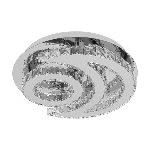 27.17*19.29*19.29in Ceiling Light Silver Flush Mount Ceiling Lamp Moon Shape Crystal Chandelier for Living Room Bedroom