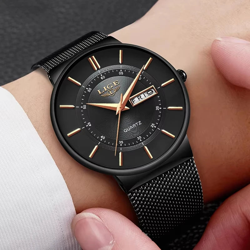 Man Watch LIGE Top Brand Luxury Waterproof Ultra Thin Date Clock Male Steel Strap Casual Quartz Mens Watches Sports Wrist Watch