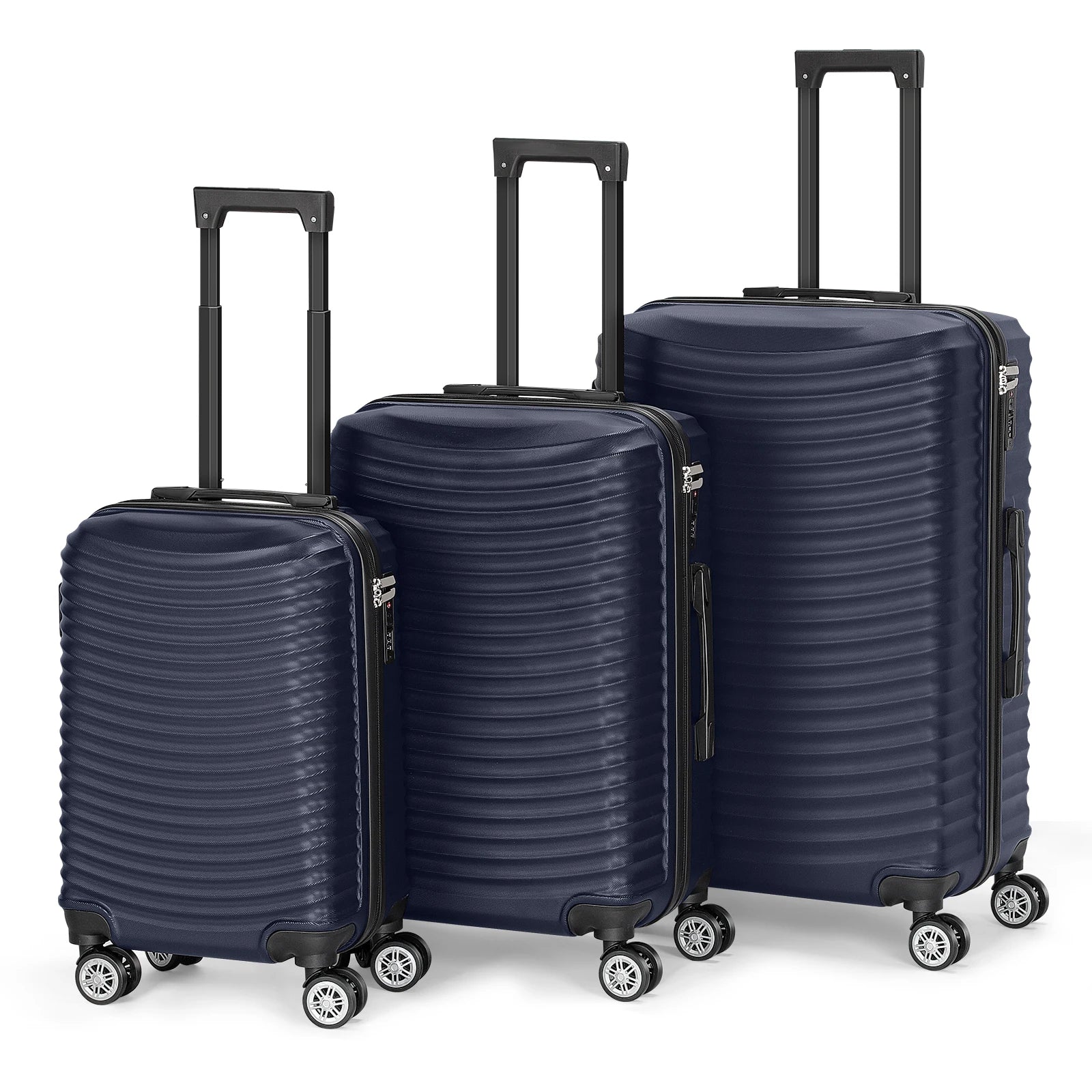 3-Piece ABS Hardshell Luggage Set w/TSA Lock - 28in Large Suitcase with Silent 360° Spinner Wheels, Check-In Travel Suitcase