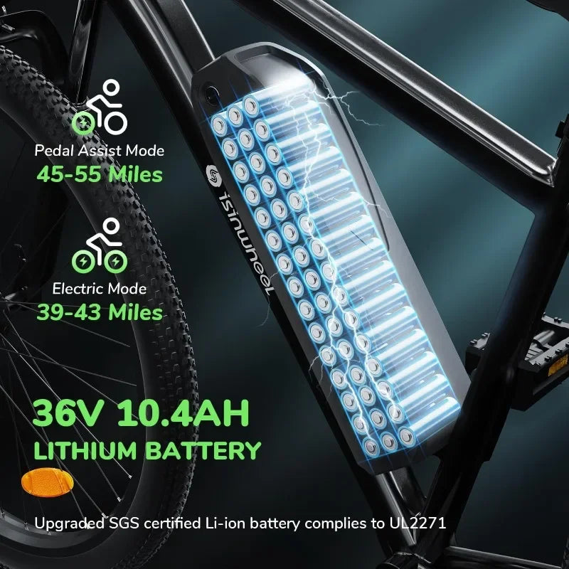 outdoor furniture M10 Electric Bike Adult 500W, 26" Commuting Electric Mountain Bike 20MPH Max Range 55+Miles, Removable Battery
