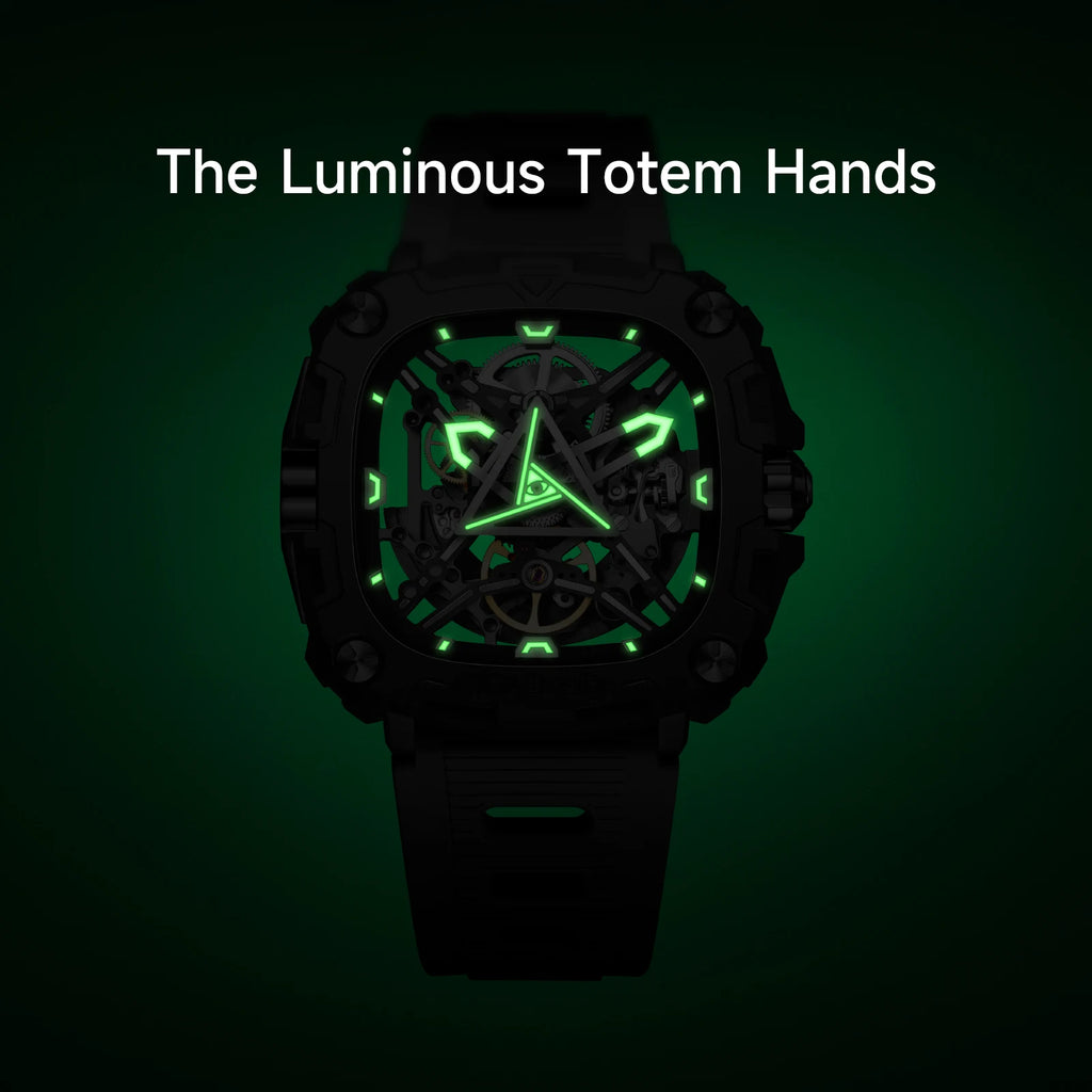CIGA Design Skeleton Watches Luminous Automatic Movement 2024 Series X Eye Of Horus Fashion Male Black Mechanical Wrist Watch