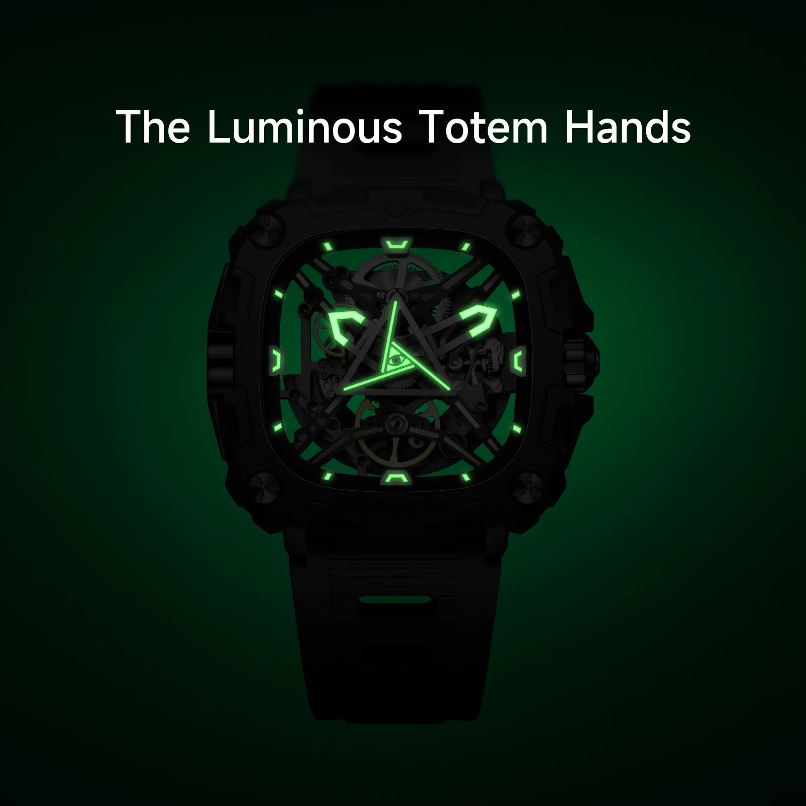 CIGA Design Skeleton Watches Luminous Automatic Movement 2024 Series X Eye Of Horus Fashion Male Black Mechanical Wrist Watch