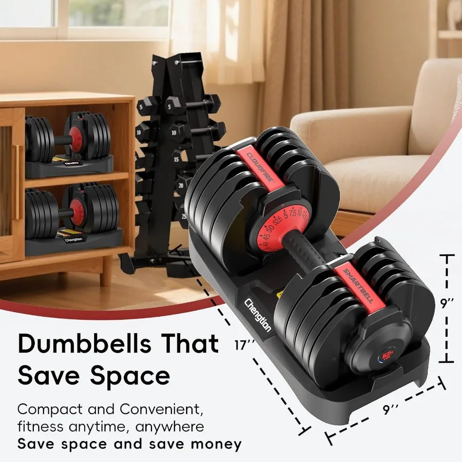 Upgraded Adjustable Dumbbells Set 52.5 lbs 25 lbs 15 9 Weights Dumbbell Set for Home Gym Use Quick Adjustable Dumbbells for Men