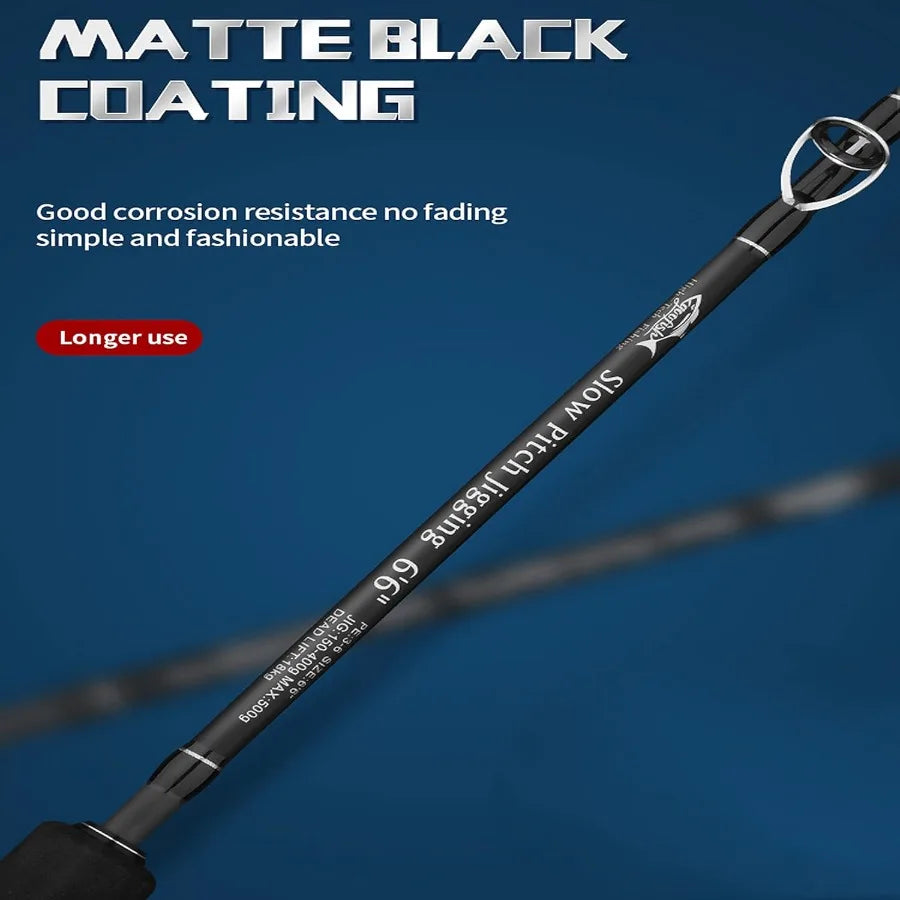 Solid Nano Tech Blank Series Matte Black Fuji Setting Size 6'6 Saltwater Slow Pitch Jigging Rod for Deep Sea Fishing Ap