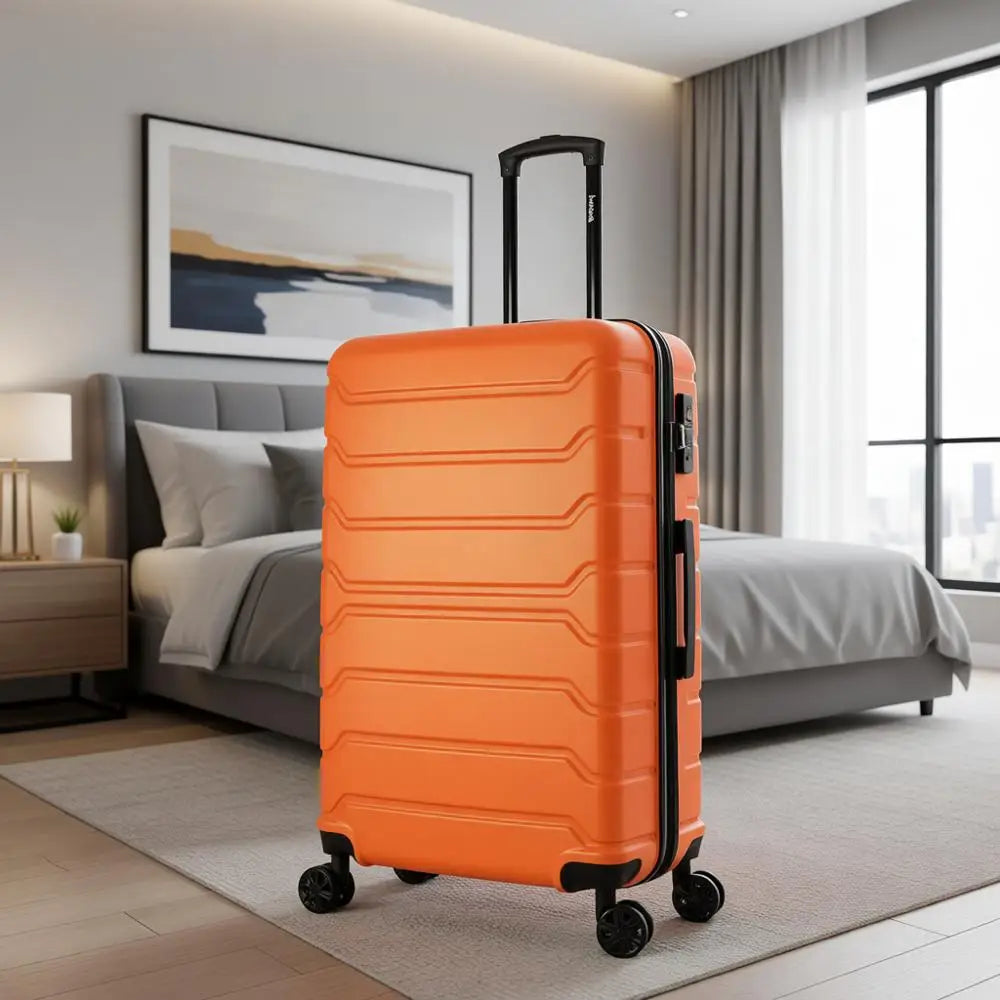 28-Inch Orange Spinner Luggage - Durable Lightweight Hardside Suitcase with Handle and Trolley for Travel