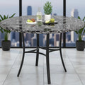 Space-Saving Grey Faux Marble Round Dining Table for 4 with Metal Frame, Ideal for Kitchen and Apartment