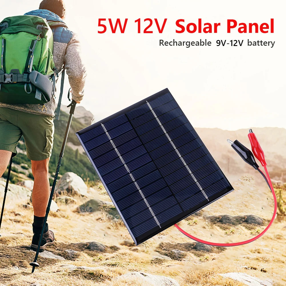 Waterproof Solar Panel 10W 12V DIY Polysilicon Epoxy Panels Portable Solar Cell Charger for 9-12V Battery for Outdoor Lamp Pump