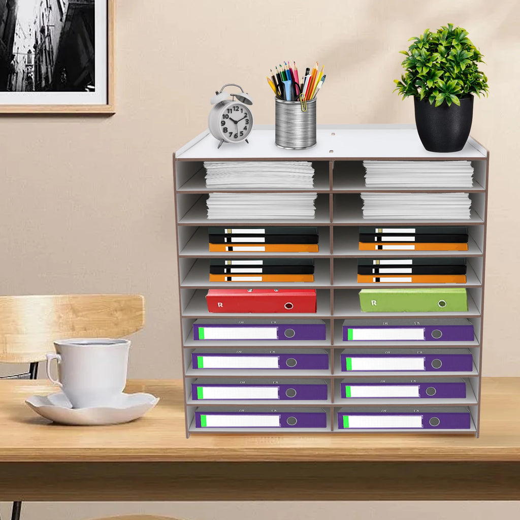 Wood Paper Mail Tray Sorter Office Desktop File Literature Organiser Classroom Vertical Magazine Storage Rack