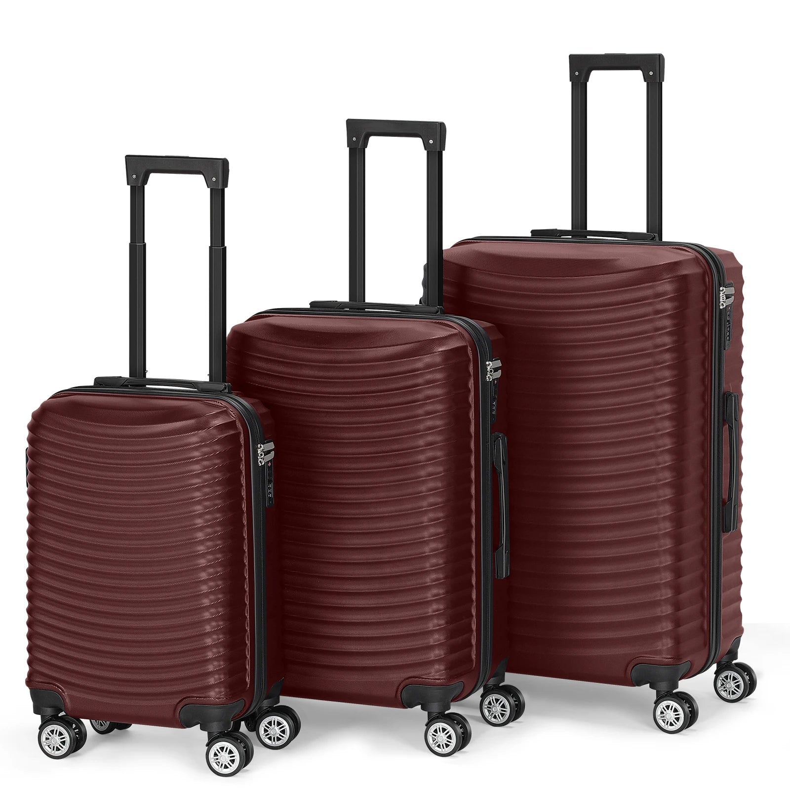 3-Piece ABS Hardshell Luggage Set w/TSA Lock - 28in Large Suitcase with Silent 360° Spinner Wheels, Check-In Travel Suitcase
