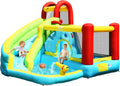 6-in-1 Bounce House, Inflatable Jumper w/Slide, Climbing Wall, Splash Pool, Water Gun, Basketball Hoop, Outdoor Indoor Blow Up B