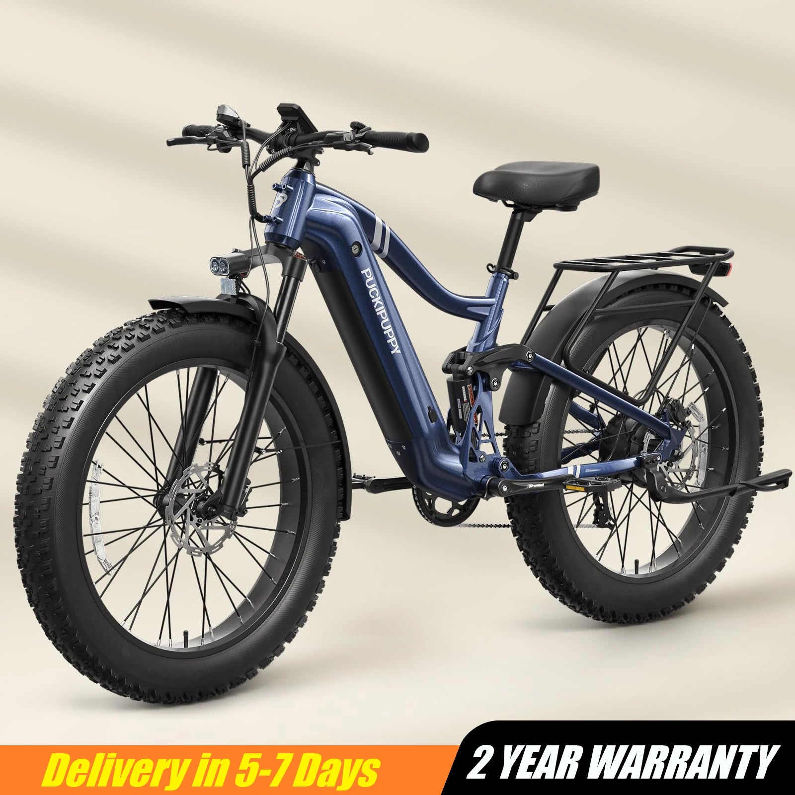 PUCKIPUPPY Boxer Electric Bike for Adults 26" Fat Tire E Bike Mountain Electric Bicycle 960W 48V 20AH Ebike with 2-Year Warranty