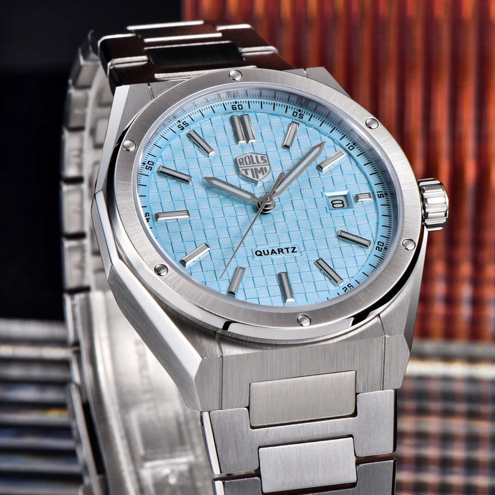 RollsTimi 2026 New Men's Watches Luxury Quartz Wristwatches AR Sapphire Sport Watch For Men Stainless Steel Waterproof Luminous