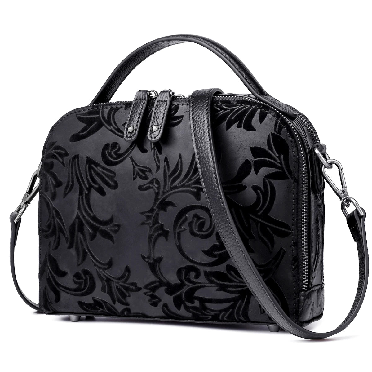 Genuine Leather Crossbody Bag for Women Floral Print Purse Vintage Square designer handbags knock offs shoulder bag Purse