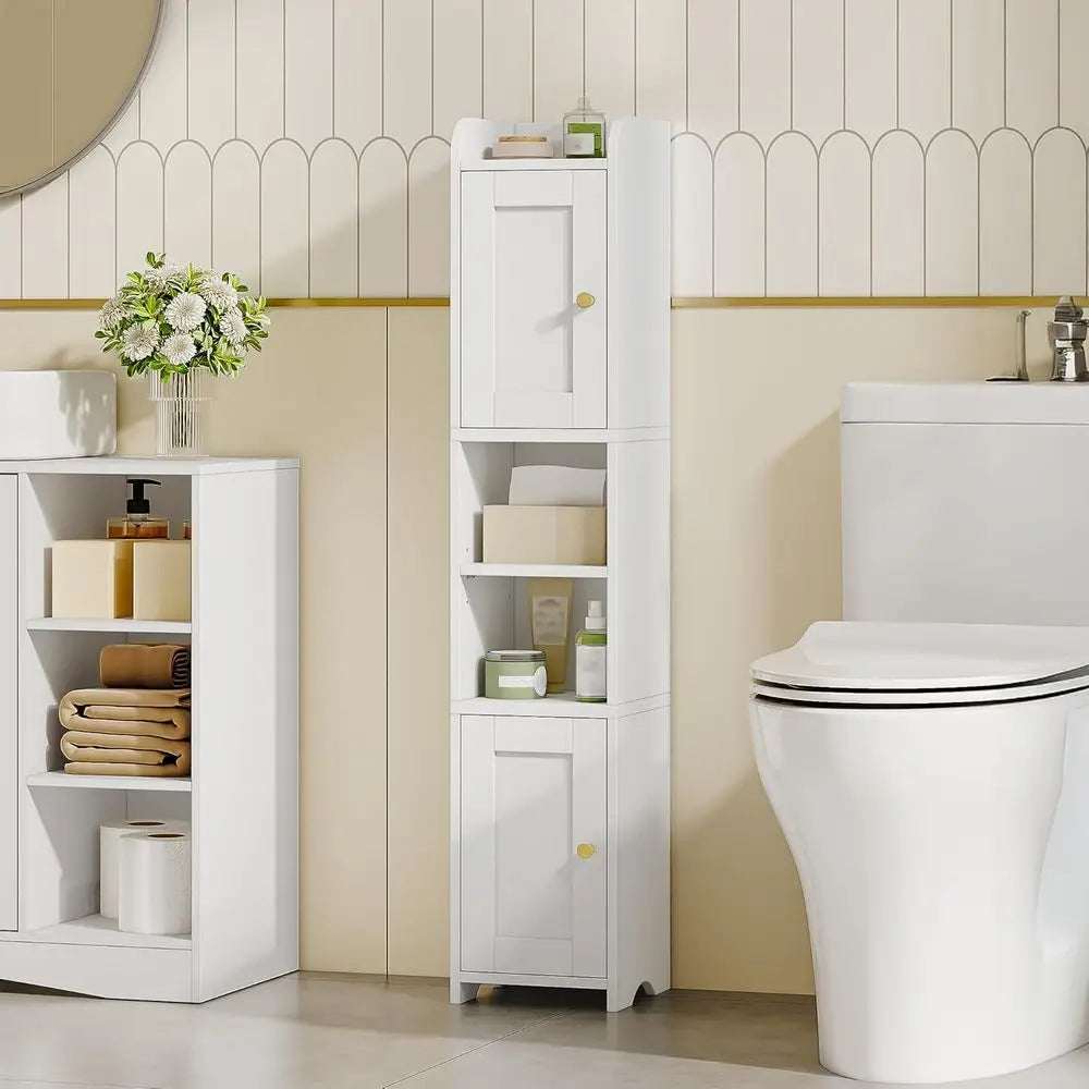 Slim Bathroom Storage Cabinet, Narrow Cabinet with 2 Doors, Small Bathroom Organizers and Storage, Laundry Room Organization or