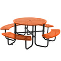 LZBEITEM Round Metal Picnic Table with Umbrella Hole, 46" Steel Portable Picnic Table for Outdoor, Patio, Garden, Courtyard BBQ