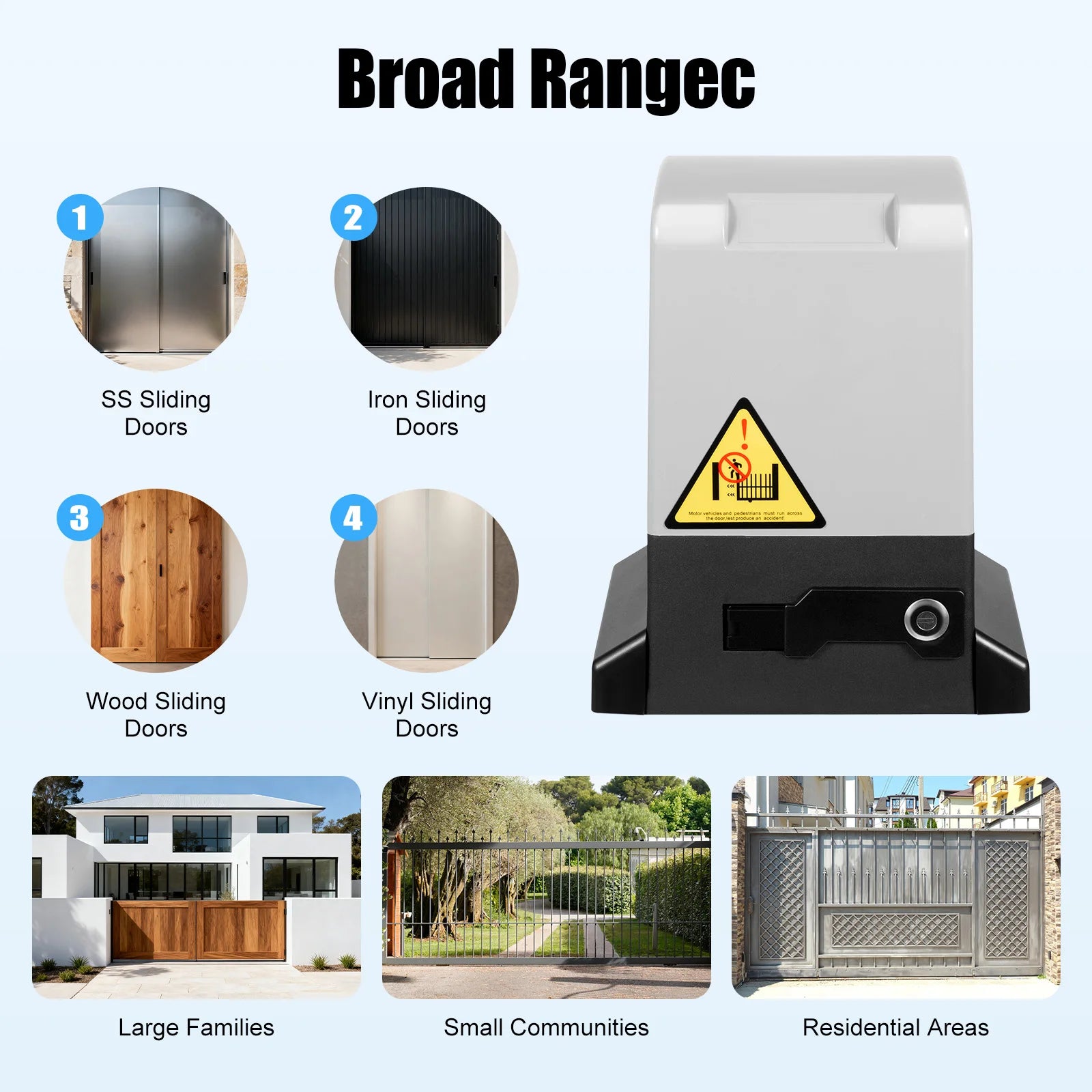 Automatic Sliding Gate Opener, Sliding Gate Opener Pure Copper Motor AC 110V 1400rpm,750W Remote Door Opener,for Schools, Farms