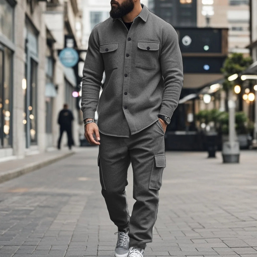 Outdoor Tactical Hunting Jacket for Men, American Heavy Heavy Men's Overalls, lined with Sports Pants, Shirt, 2 Sets