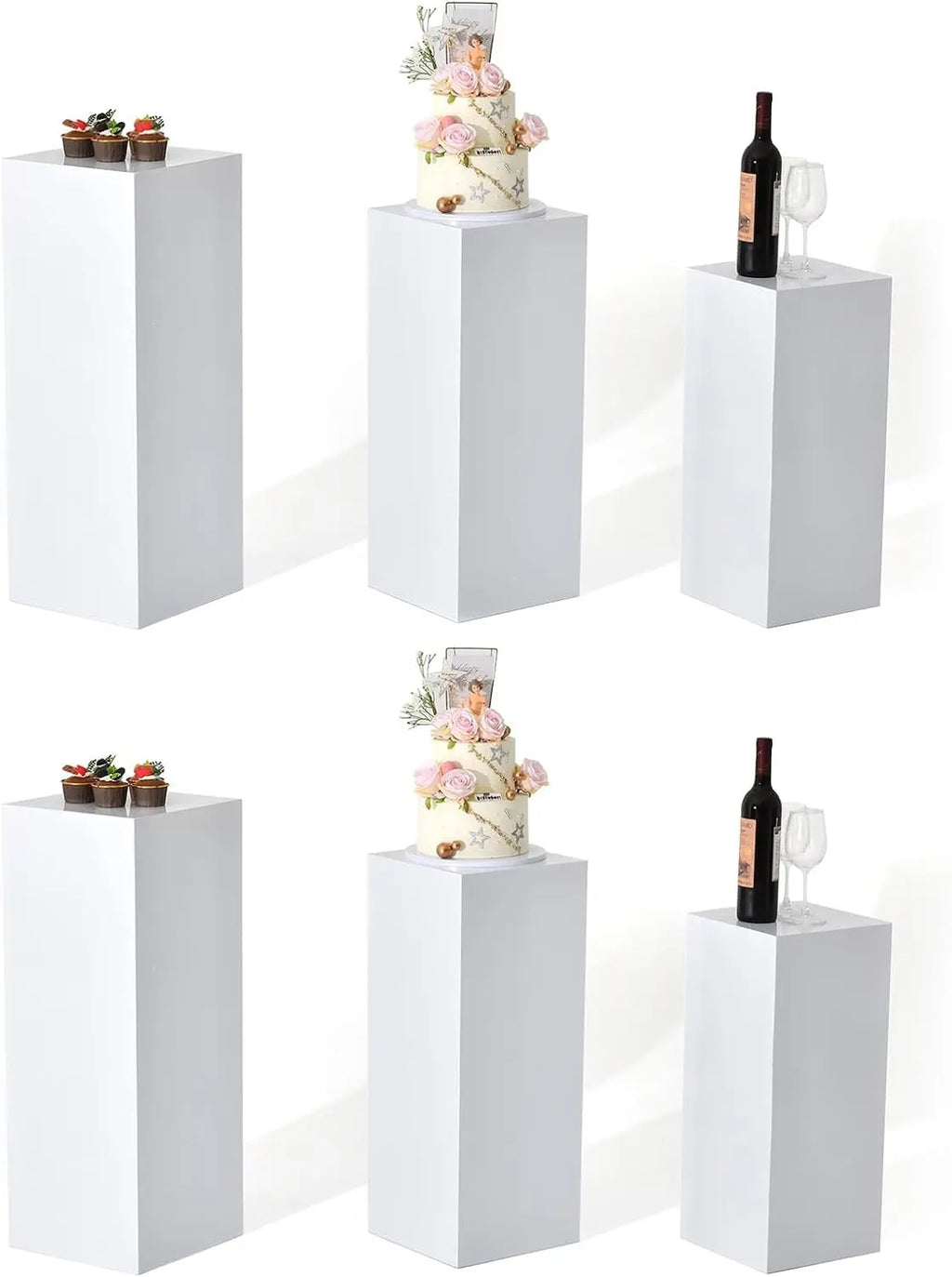 6PCS Metal Display Pedestal Stand for Birthday White Pedestal Stands Pillar for Wedding Dessert Table Display Stand Column Decor