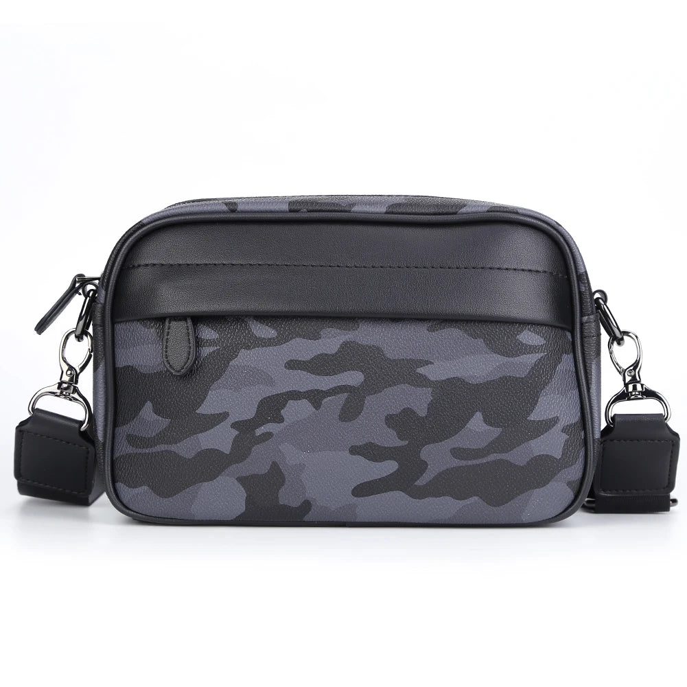 Business Men Casual Shoulder Bag Small Square Plaid Designer Crossbody Bags PU Leather Messenger Bag Fashion Travel Handbags