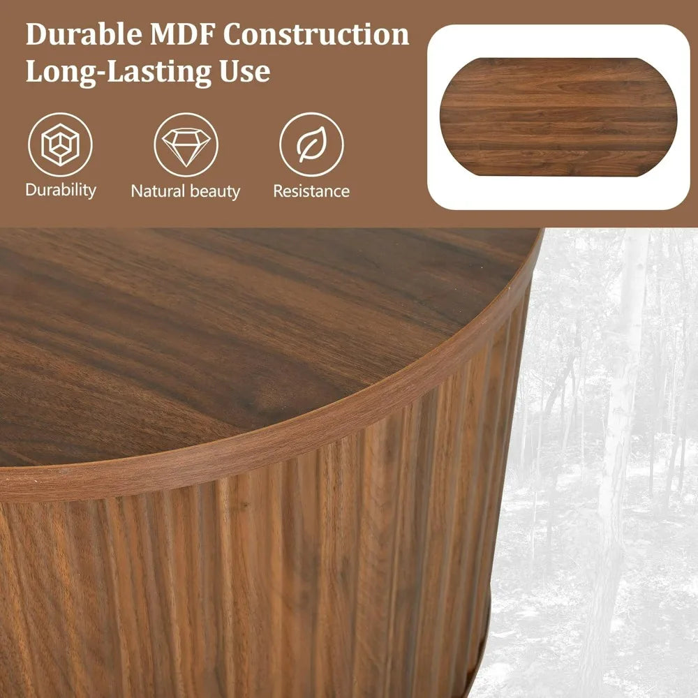 Modern Oval Coffee Table with Lift Top and Hidden Storage, 47.2 Wooden Center Table for Living Room