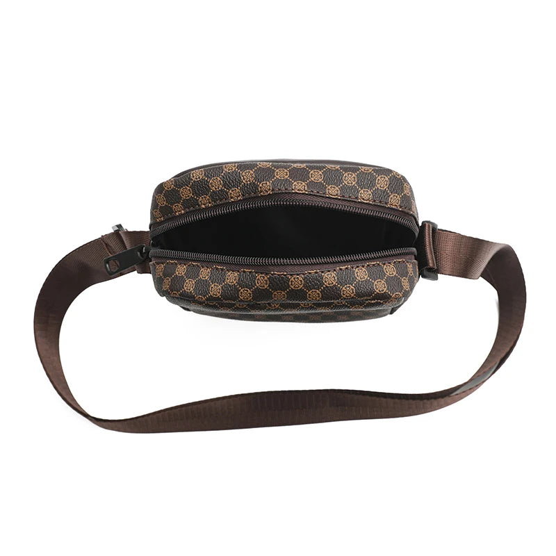 Men's single-shoulder crossbody bag, adjustable shoulder strap, checkered print, daily use messenger bag