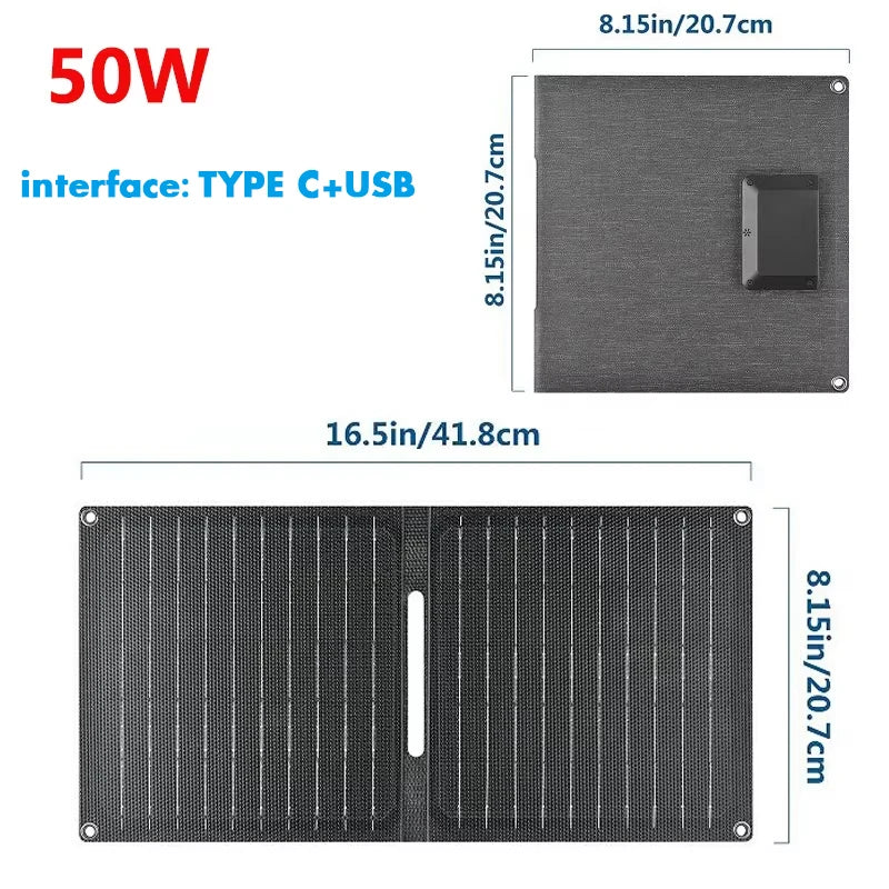 80W Folding Solar Panel IP65 Waterproof Foldable Solar Charger Portable Solar Panel Charger Outdoor Phone Power Bank for Phone