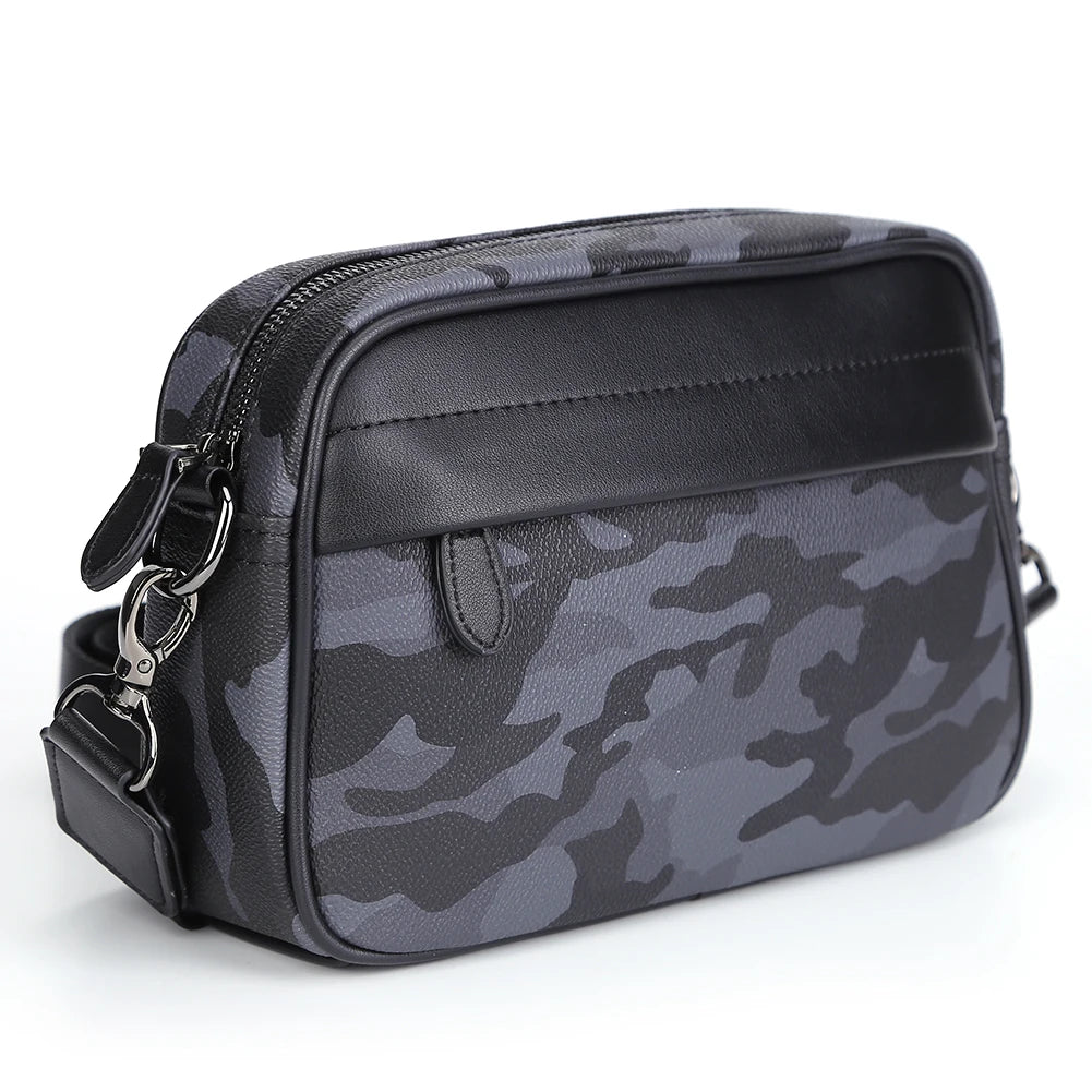 Business Men Casual Shoulder Bag Small Square Plaid Designer Crossbody Bags PU Leather Messenger Bag Fashion Travel Handbags