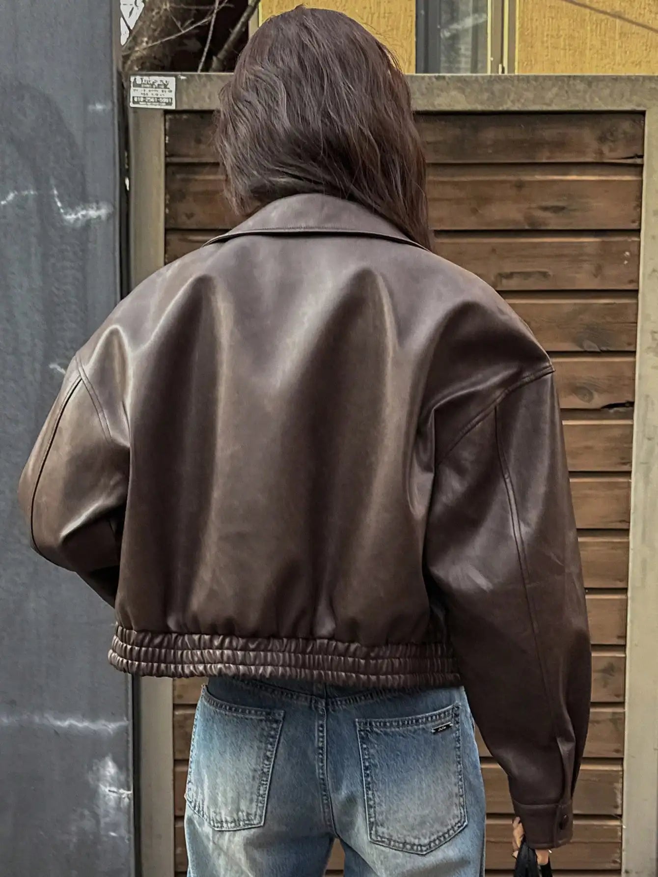 DAZY Spring New Vintage Leather Jacket Short Women Regular Jacket For Valentine's Day,Fall Clothes