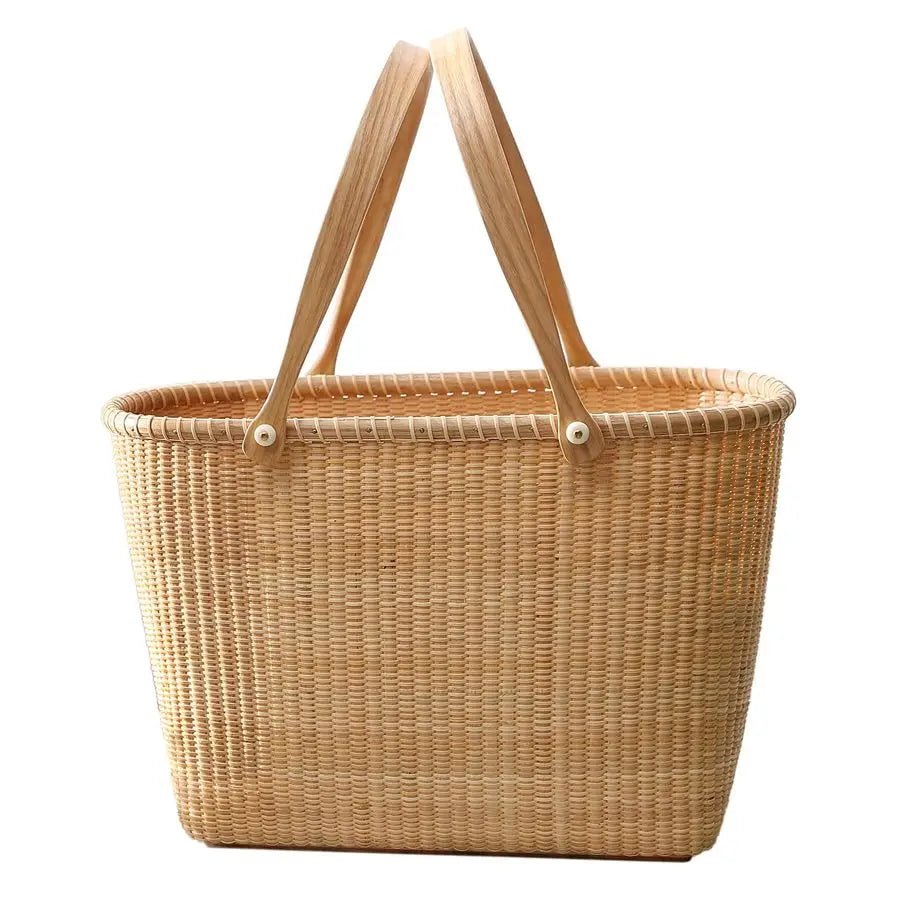 Nantucket Tall Tote Office Handbag with Handle Caneoncane Weave, Picnic Basket, Large Capacity for Women, Top Handle, Home amp O