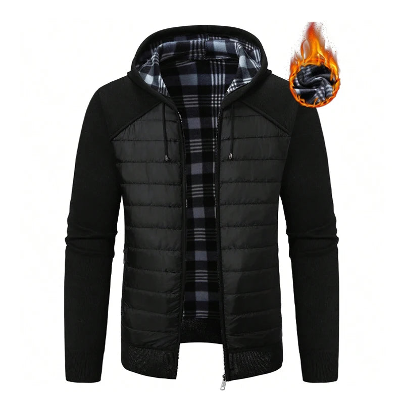 Big Size Men's Casual Full Zip Sweaters Knitted Cardigan with Hood Autumn Winter Male Clothing